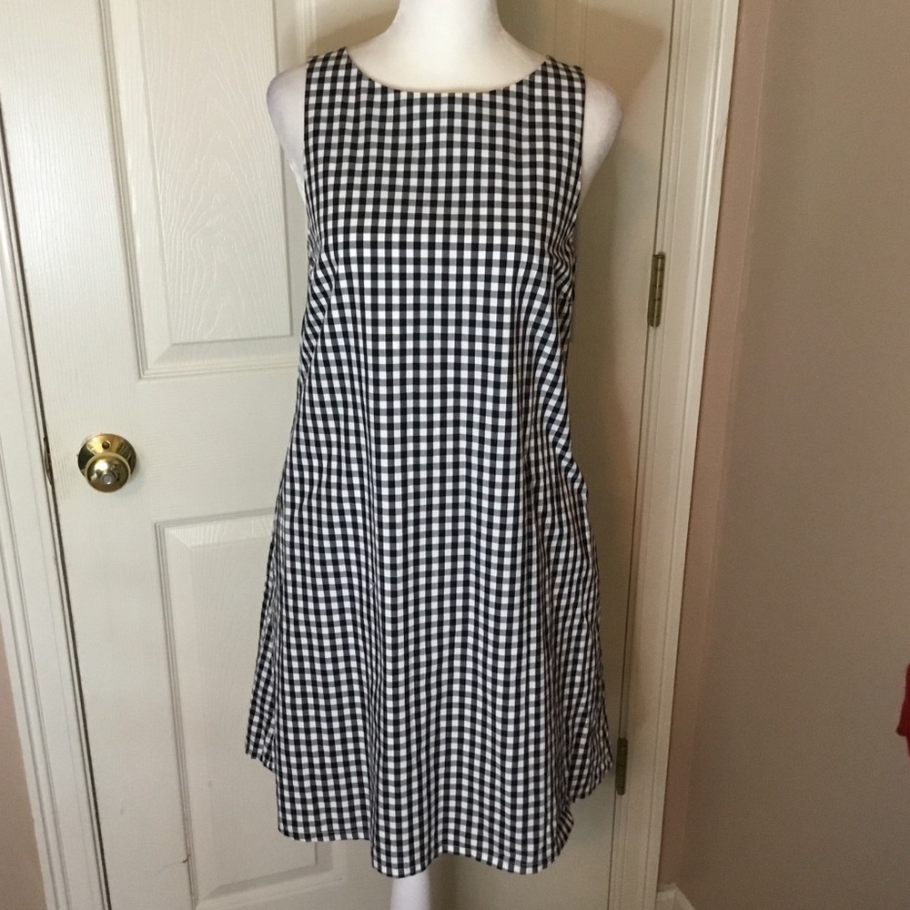 Vineyard Vines Black & White Sleeveless Gingham Dress - 0